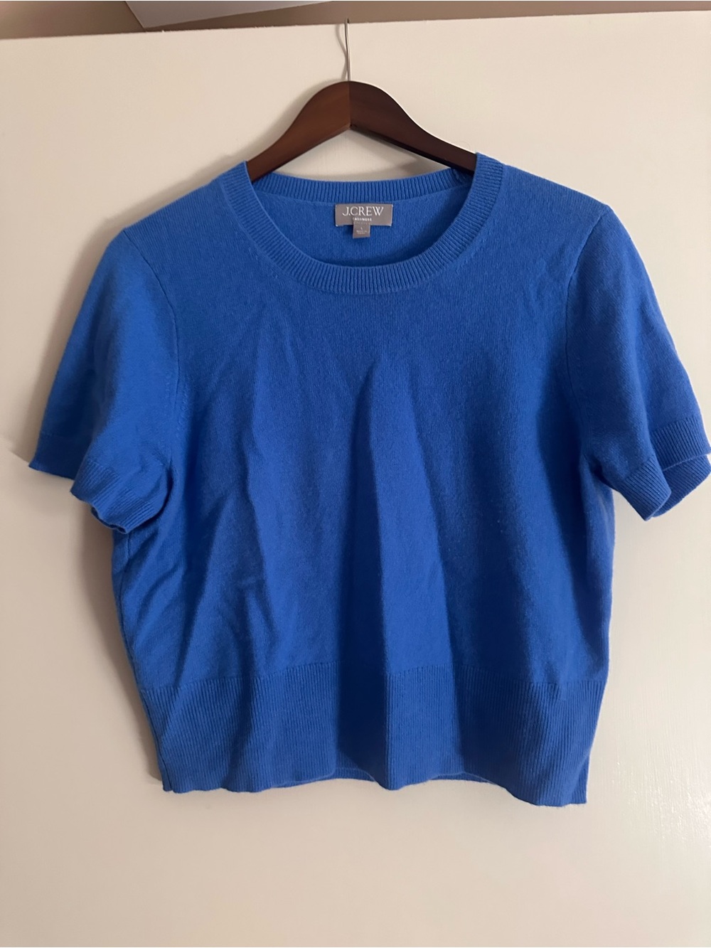 J. Crew Short Sleeve Crewneck Sweater in Cobalt Blue